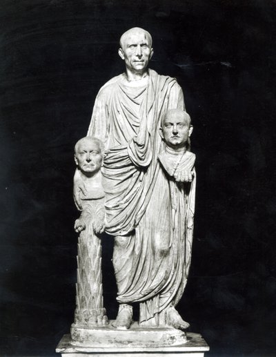 Lucius Junius Brutus holder buster af sine forfædre (marmor) (s/h foto) af Roman
