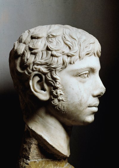 Marmorhoved af Elagabal eller Heliogabale (Marcus Aurelius Antoninus eller Heliogabalus) (204-222 e.Kr.) - Rom, Musei Capitolini - Chef for kejser Elagabalus (204-222) også kendt som Heliogabalus (Varius Avitus Bassianus) - Marmorskulptur - Musei Rom af Roman