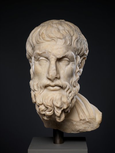 Marmorhoved af Epikouros, 2. århundrede e.Kr. (marmor) af Roman