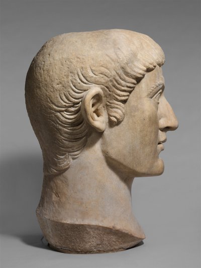 Marmor portræt hoved af kejser Konstantin I, ca. 325-370 e.Kr. (marmor) af Roman