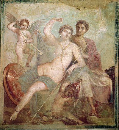 Mars og Venus fra Huset Mars og Venus (Casa de Marte e Venere) Pompeji (vægmaleri) af Roman