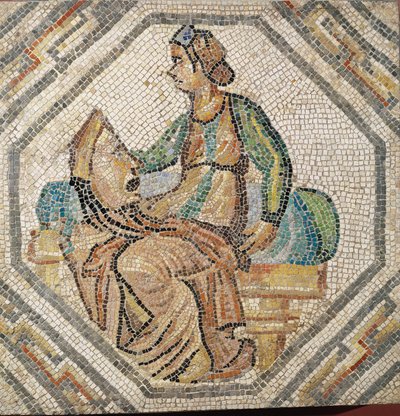 Melpomene, tragediens muse, fra en villa i Augusta Treverorum (mosaik) af Roman