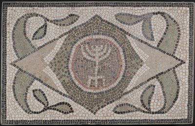 Mosaik af Menorah, 6. århundrede e.Kr. (sten og mørtel) af Roman