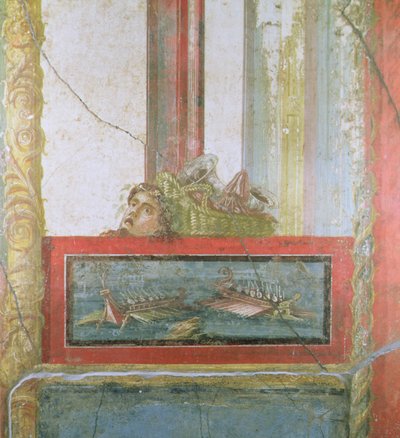 Flådescene, Pompei, Italien (fresco) af Roman