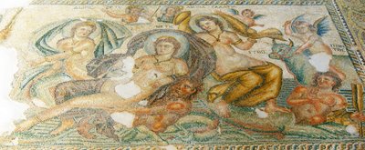 Nereides og Bythos, Aions hus, Paphos, Cypern (mosaik) af Roman