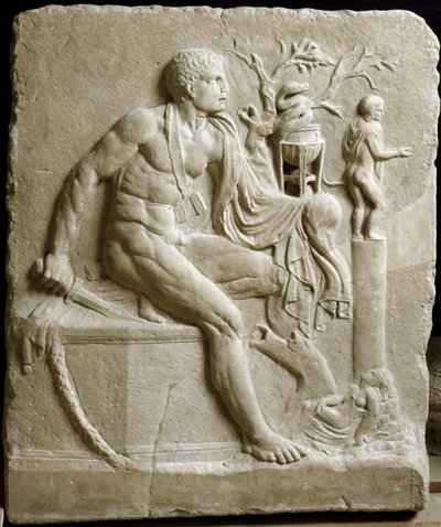 Orestes konsulterer Apollons orakel i Delphi (marmor) af Roman