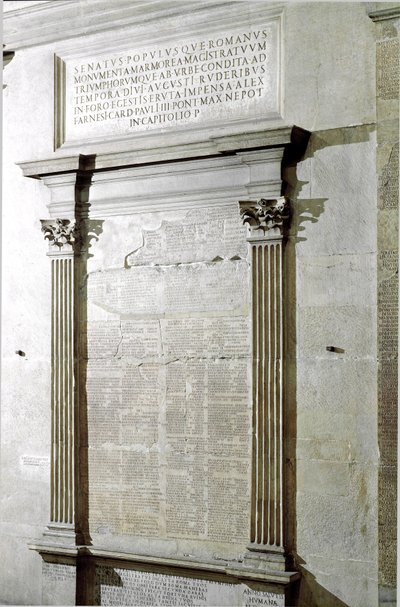 Plade af triumf- og konsulære faster. Kejser Augustus periode. 27 f.Kr.-14 e.Kr. Rom, Musei Capitolini - Registreringsplade for den romerske kejser Augustus
