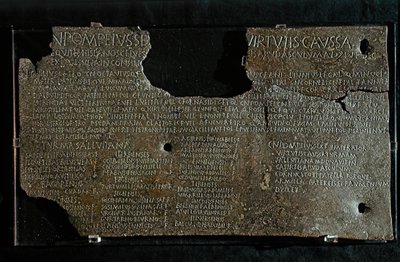 ROMERSK KUNST: Dekret af Pompeius Strabone Gneo, 98-90 f.Kr. af Roman