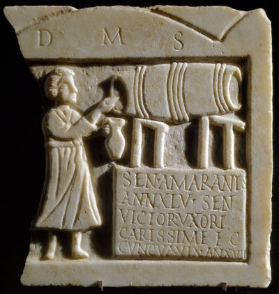 Relief, der viser en kroscene (marmor) af Roman