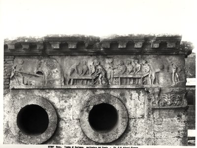 Relief fra frisen, der skildrer brødfremstillingsprocessen, ca. 30 f.Kr. (detalje) af Roman