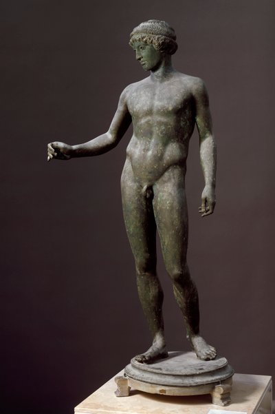Romersk kunst: "" Ephebe"" Bronzeskulptur efter en græsk original, Fra Pompei af Roman