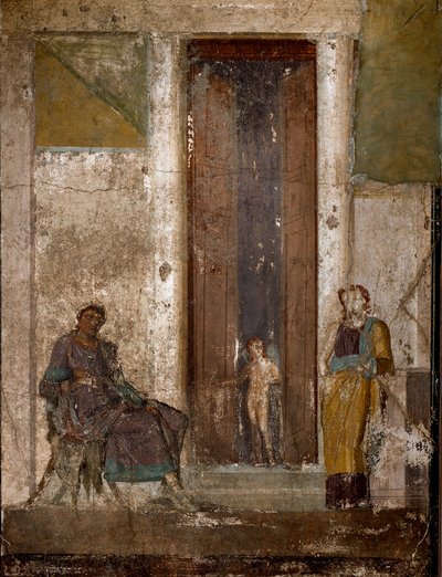 Romersk kunst: "Eros overtaler Helene til at elske Paris" "Fresco fra Pompei. 1. århundrede. Napoli, det nationale arkæologiske museum af Roman