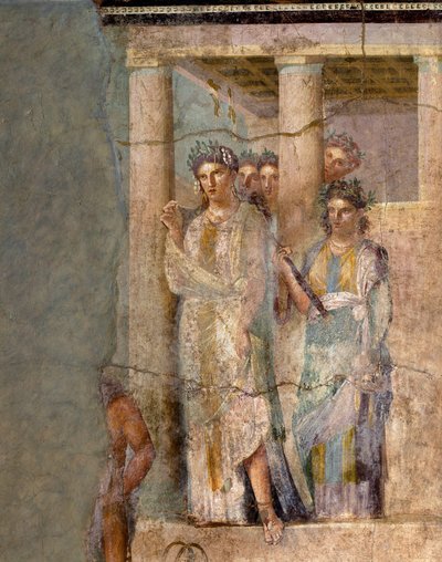 Romersk kunst: "" Iphigenie en Tauride "" Fresco tilskrevet mesteren af ​​Lucretius Frontone. 1. århundrede. Fra Pompeji. Størrelse 118x81 cm Napoli, Nationalt Arkæologisk Museum - Romersk kunst: Iphigenia in Tauris. Fresco tilskrevet mesteren Lucretius Fr af Roman