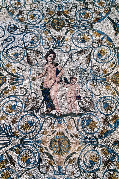 Romersk kunst: Mosaik fra det 4. århundrede e.Kr. fra amfiteatrets romerske villa. Merida, Nationalmuseet for romersk kunst, Spanien af Roman