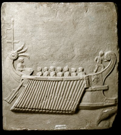 Romersk kunst: Romersk trirem - Fragment af marmorfrise fra Pozzuoli (Pozzuoli) af Roman