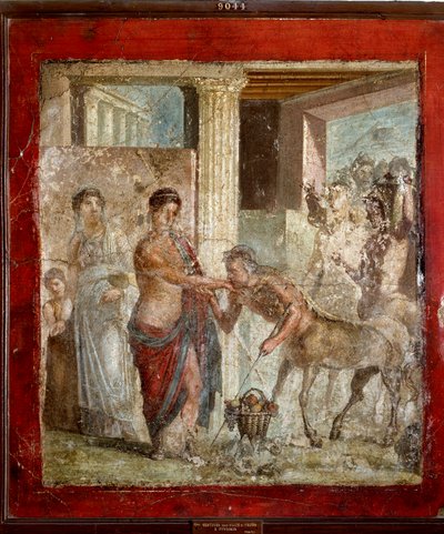 Romersk kunst: "Kentauren deltager i brylluppet af Pirithoos (Pirithous) og Hippodamia" romersk fresco fra stedet for Pompei. 1. århundrede e.Kr. (fresko) af Roman