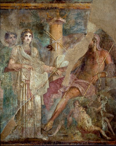 Romersk kunst: "" Ægteskabet mellem Zeus og Hera på Ida-bjerget"" Romersk freskomaleri fra stedet for den tragiske digters hus i Pompei. 1. århundrede e.Kr. Napoli, Museo Archeologico Nazionale - Romersk kunst: Zeus og Heras bryllup på Ida-bjerget. romersk af Roman