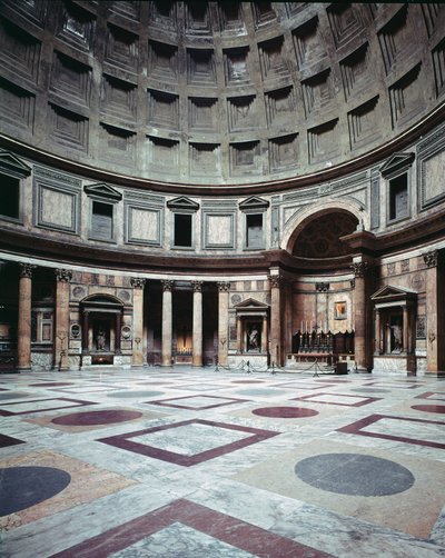 romersk kunst. Udsigt over det indre af Pantheon, bygget på Marcus Vipsanius Agrippas tid af Roman