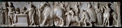 Romersk kunst: Domitius Ahenobarbus alter. 100 f.Kr. Scene for ofring til guden Mars. relief på marmor. søn 2.05 m. Paris, Louvre-museet af Roman