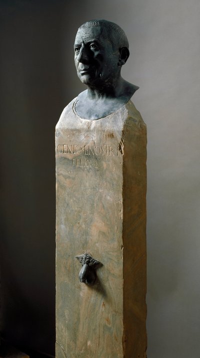 Romersk kunst: buste af bankmanden Lucius Caecilius Iucundus (cirka 20-69 e.Kr.) Bronzeskulptur. 1. århundrede e.Kr Fra Pompeji. Napoli, det nationale arkæologiske museum af Roman