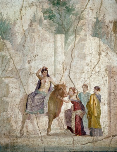 Romersk kunst: kidnapningen af Europa. Fresko fra Pompeji. Begyndelsen af det 1. århundrede e.Kr. (fresko) af Roman