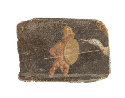 Romersk vægmaleri fragment, ca. 1.-2. århundrede (fresco) af Roman
