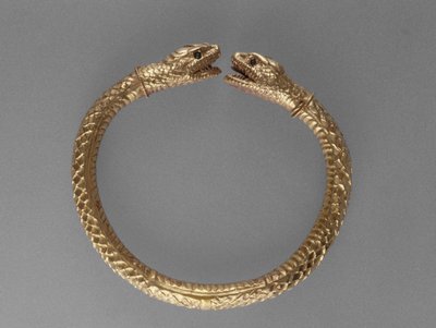Serpent Armbånd, AD 1-100 (guld med grønne glasøjne) af Roman