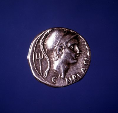 Sølvmønt med billedet af Scipio den afrikanske (235 f.Kr. - 183 f.Kr.). af Roman