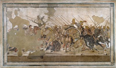 Slaget ved Issos vundet af Alexander III den Store mod Darios (Darius) III Codoman (335 - 331 f.Kr.) - Mosaik af Pompei - af Roman