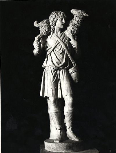 Den gode hyrde, tidlig kristen periode (marmor) (s/h foto) af Roman