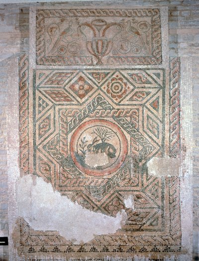 Haremosaikken, 350 e.Kr. (mosaik) af Roman
