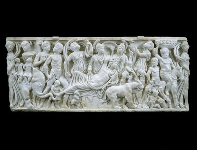 Dionysos indiske triumf, 180-195 e.Kr. (hvid marmor) af Roman