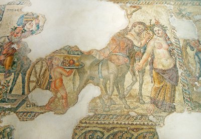 Den triumferende procession af Dionysos, House of Aion, Paphos, Cypern (mosaik) af Roman