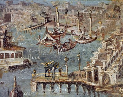 Byen og havnen i Pozzuoli (fresco af Roman