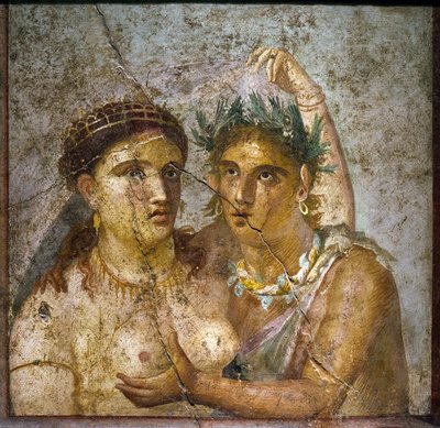 Satyren og menaden - Satyr og maenade - Pompei - Casa di Cecilio Giocondo - Satiro og menade - Cabinetto segreto af Roman