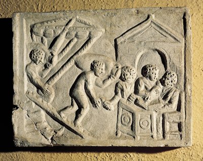 Losning af last og havnekontrol, basrelief, romersk civilisation af Roman