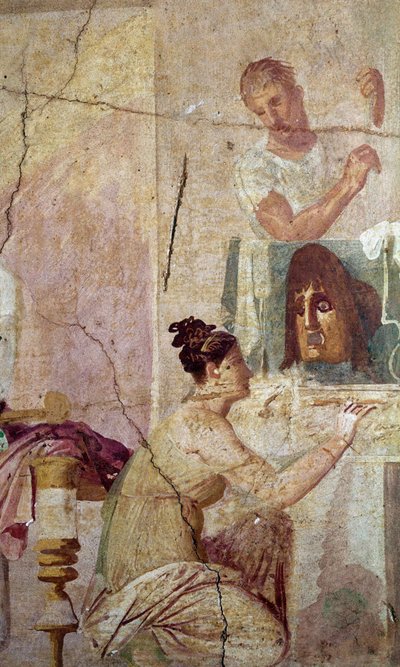 Sejr af en tragisk digter, detalje af en skuespillerinde (fresco af Roman