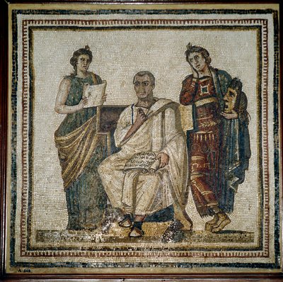 Virgil (Virgilio) og to muser (Clio og Melpomene) - begyndelsen af 3. århundrede af Roman