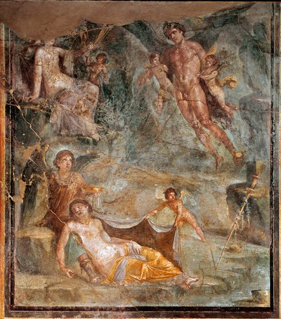 Bryllup af Zephyrus og gudinden Chloris (fresko, 45-79 e.Kr.) af Roman