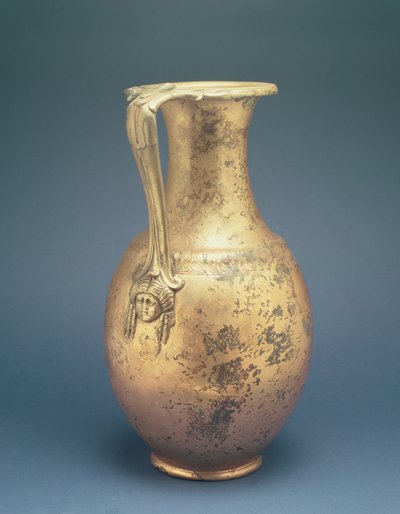 Vinkande med dekorativt hank, fra det romerske sted i Newstead, Melrose, sent i det 1. århundrede e.Kr. (bronze) af Roman
