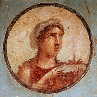 Ung pige med et fad mad (fresco af Roman