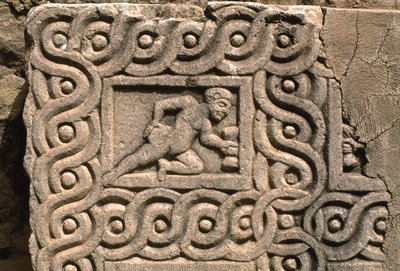 Arkitektonisk fragment med udskåret dekoration, detalje, høj kejsertid (27 f.Kr.-395 e.Kr.) (se også 267011) af Roman Imperial Period