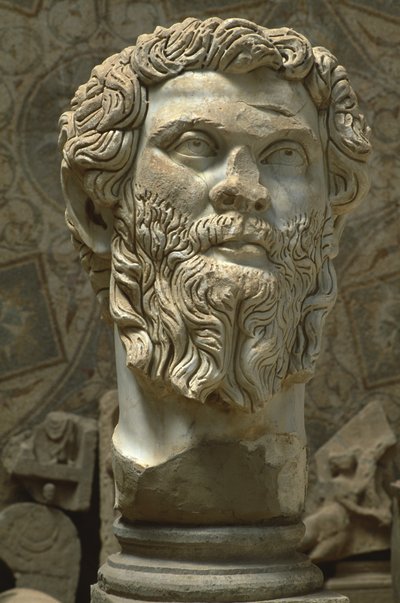 Buste af Septimus Severus (145-211), højkejsertid (27 f.Kr.-395 e.Kr.) (marmor) af Roman Imperial Period