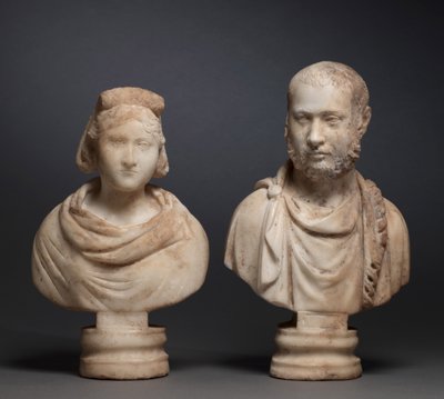 Portrætbuste af en aristokratisk kvinde og portrætbuste af en aristokratisk mand, 280-290 (marmor) af Roman Imperial Period