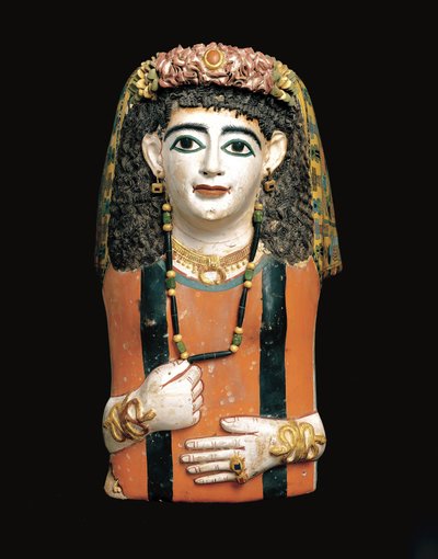 Mumiemaske, 60-70 e.Kr. (malet kartonnage, gips og plantefibre) af Roman Period Egyptian