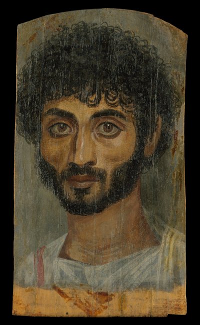 Portræt af en tynd-ansigtet, skægget mand, 160-180 e.Kr. (enkaustisk, limewood) af Roman Period Egyptian