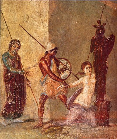 Ajax De mindre trækker Cassandra væk fra Xoanon, 1. H. 1. Cen. Annonce af Roman Pompeian wall painting