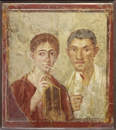 Portræt af bageren Terentius Neo og hans kone af Roman Pompeian wall painting