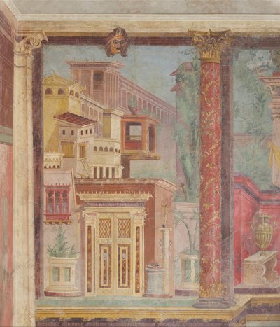 Vægmaleri fra cubiculumet i en villa i Boscoreale, ca. 50-40 f.Kr. af Roman Republican Period