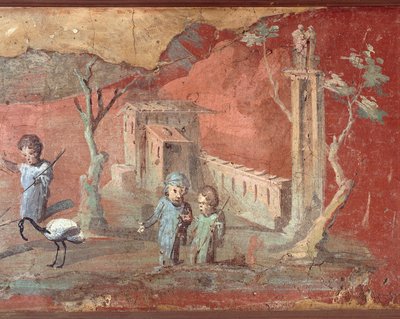 Gammel romersk fresco med landlig scene af Roman Roman